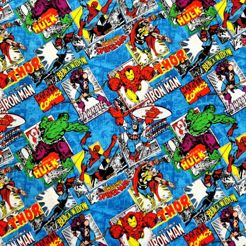 Marvel Comic Blue Burst Fabric 100 Cotton Fabric